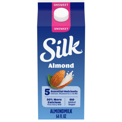 Silk Dairy Free, Gluten Free, Unsweet Almond Milk, Plant Based Milk, 64 fl oz