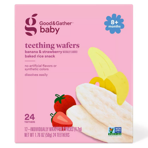 Good & Gather™ Banana Strawberry Teething Wafers Baby Snacks, 1.76oz, 12 Count