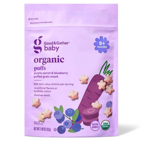 Good & Gather™ Organic Puffs Baby Snacks, Carrot Blueberry, 1.48oz