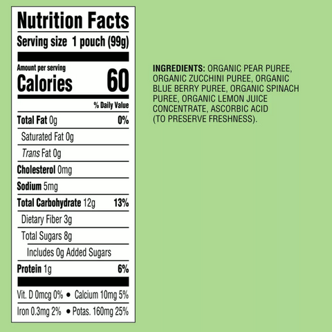 Good & Gather™ Organic Pear Zucchini Blueberry Spinach Baby Food Pouch, 3.5oz