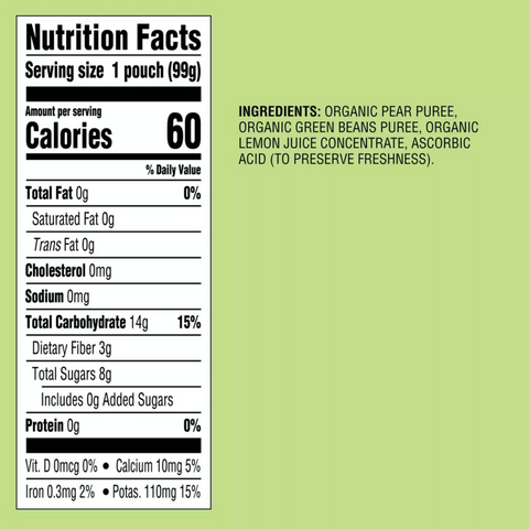 Good & Gather™ Organic Pear Green Beans Baby Food Pouch, 3.5oz