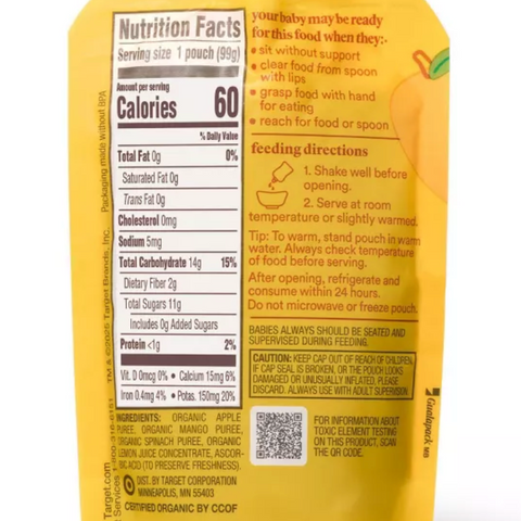 Good & Gather™ Organic Mango Spinach Baby Food Pouch, 3.5oz