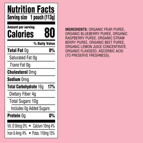 Good & Gather™ Organic Pear Mixed Berry Beet Flax Baby Food Pouch, 4oz