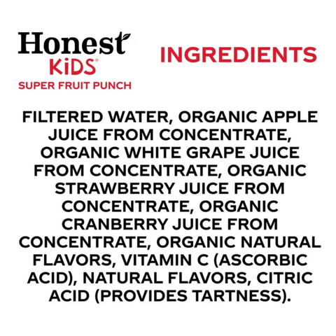 Honest Kids Super Fruit Punch Organic Juice Drink Cartons, 6 fl oz, 8 Count