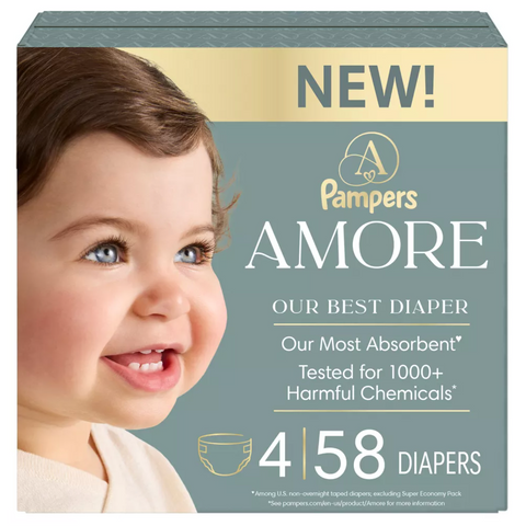 Amore by Pampers Diapers Super Pack - Size 4, 58 Count