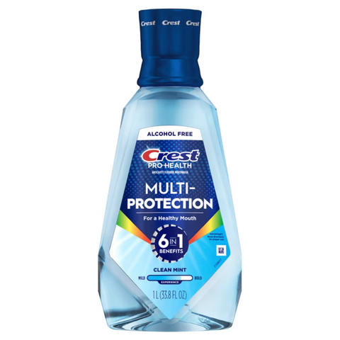 Crest Mouthwash, Pro-Health Multi-Protection Fluoride, Alcohol-Free Oral Rinse, Clean Mint, 1L
