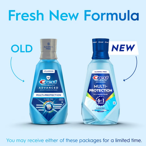 Crest Mouthwash, Pro-Health Multi-Protection Fluoride, Alcohol-Free Oral Rinse, Clean Mint, 1L