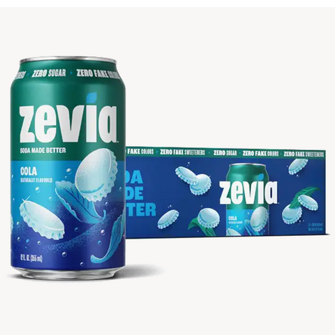 Zevia Zero Sugar Soda, Cola, 12 fl oz. 12 Count