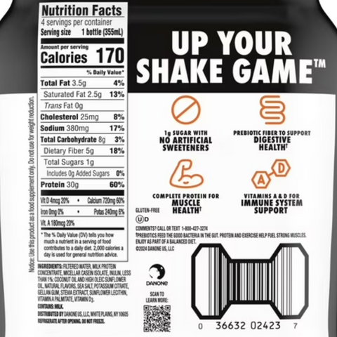 Oikos Protein Shake, Shelf Stable, Salted Caramel, 30g Protein, 12 fl oz, 4 Count
