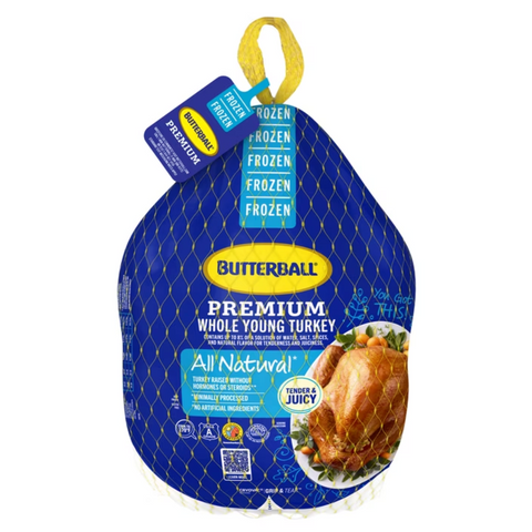 Butterball Frozen Whole Turkey, All Natural, 10 - 16 lbs (Serves 7 - 11)