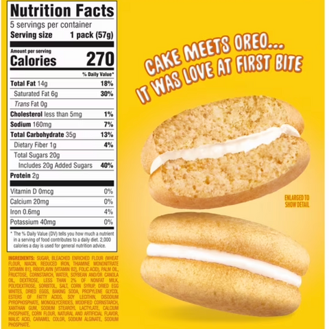 Oreo Golden Cakesters Soft Snack Cakes, 5 Count