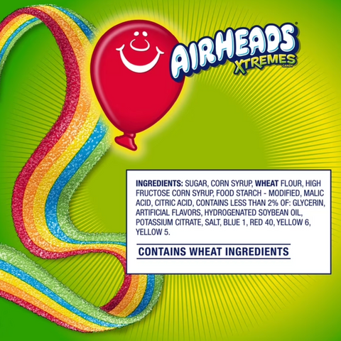 Airheads Xtremes Belts Candy, Rainbow Berry, 4.5 oz
