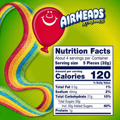 Airheads Xtremes Belts Candy, Rainbow Berry, 4.5 oz