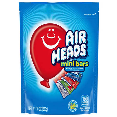 Airheads Candy Variety Bag, Individually Wrapped Assorted Fruit Mini Bars, Nut Free, 10 oz