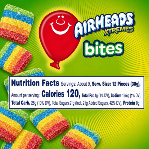 Airheads Xtremes Bites Sweetly Sour Candy, Rainbow Berry, 9 oz