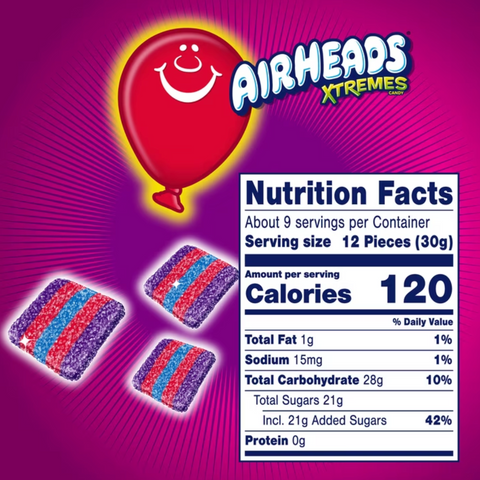 Airheads Xtremes Belts Candy, Very Berry, 9 oz