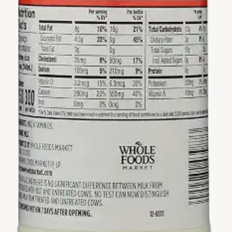 365 Whole Milk, 1 pint, 16 fl oz