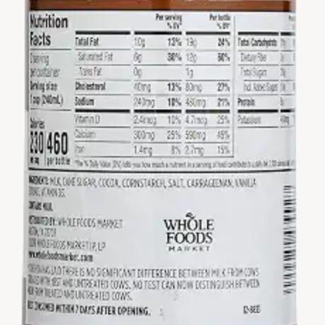 365 Whole Chocolate Milk, 1 pint, 16 fl oz