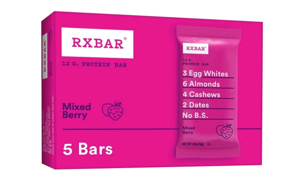 RXBAR Protein Bars, 12g Protein, Mixed Berry, 5 Ct