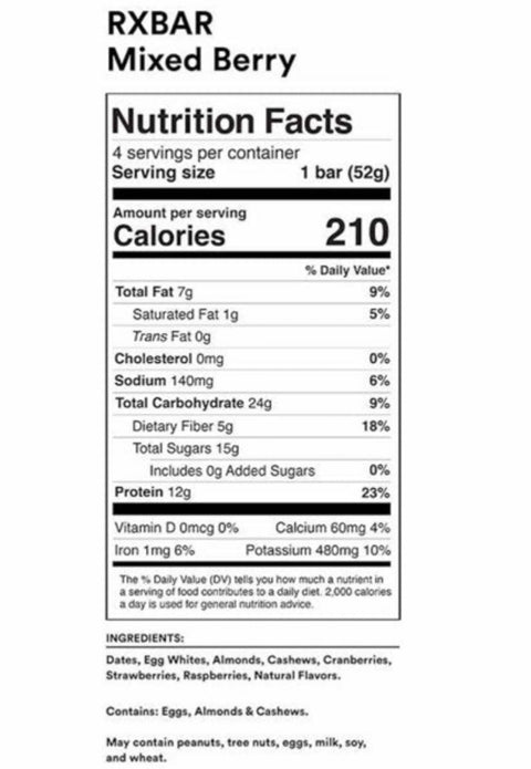 RXBAR Protein Bars, 12g Protein, Mixed Berry, 5 Ct