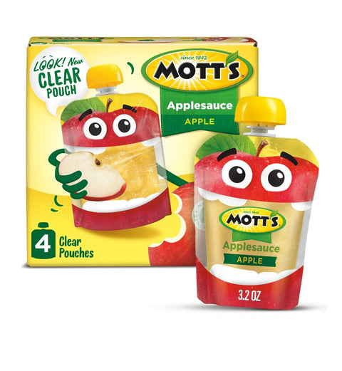 Mott's Applesauce, 3.2 oz, 4 Count Clear Pouches