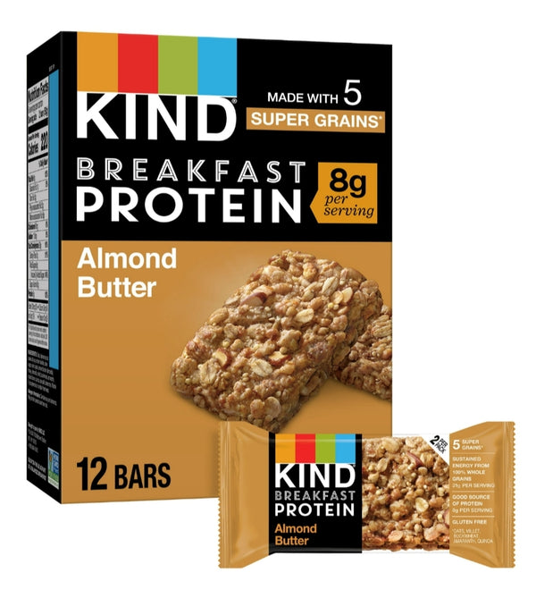 KIND Breakfast Protein Bars - Almond Butter Gluten Free Snacks, 8g Protein, 32 Count