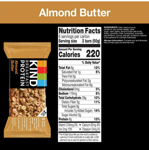 KIND Breakfast Protein Bars, Almond Butter, 12 Count