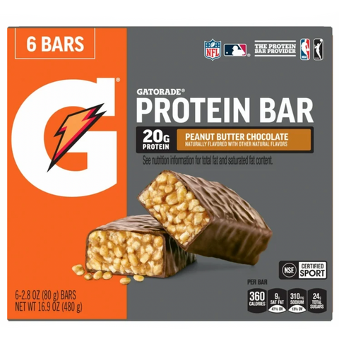 Gatorade Whey Protein Bars, Peanut Butter Chocolate, 20g Protein, 6 Count