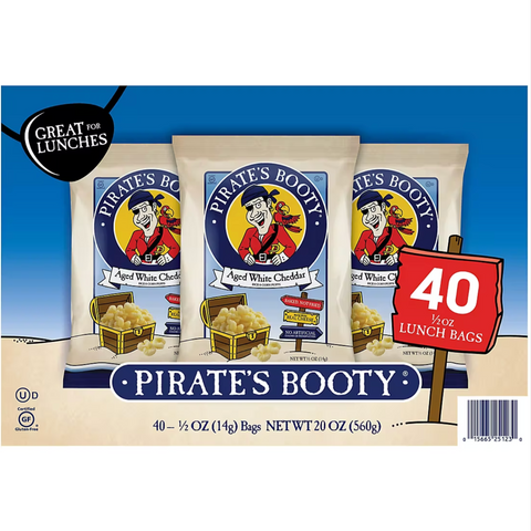 Pirate's Booty Aged White Cheddar puffs, 40 Counts