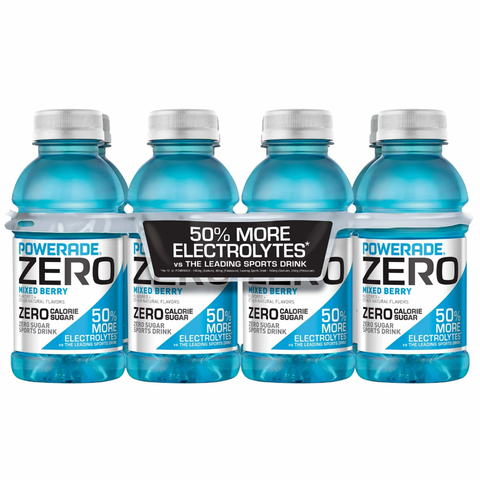 Powerade Zero Mixed Berry Bottled Electrolyte Sports Drink, 12 fl oz, 8 Count