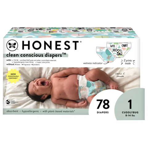 The Honest Company Clean Conscious Disposable Diapers - Size 1, 78 Ct