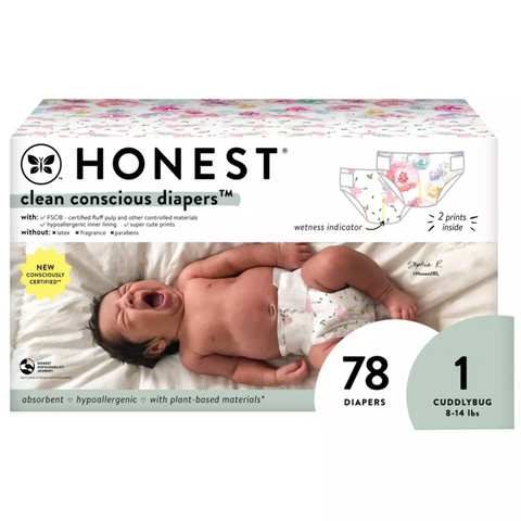 The Honest Company Clean Conscious Disposable Diapers - Size 1, 78 Ct