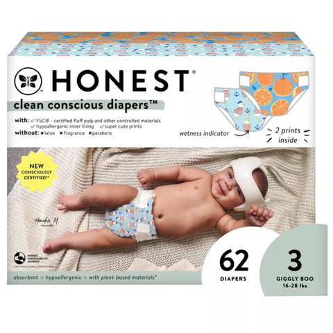 The Honest Company Clean Conscious Disposable Diapers - Size 3, 62 Ct