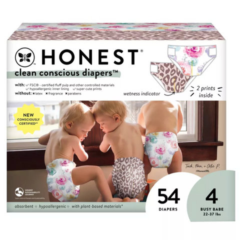 The Honest Company Clean Conscious Disposable Diapers - Size 4, 54 Ct