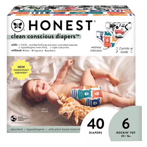 The Honest Company Clean Conscious Disposable Diapers - Size 6, 40 Ct