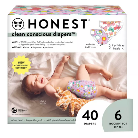 The Honest Company Clean Conscious Disposable Diapers - Size 6, 40 Ct