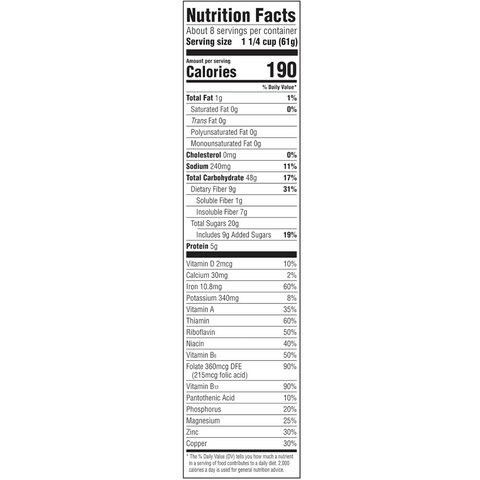 Post Raisin Bran Breakfast Cereal, Whole Grain, 16.6 oz.