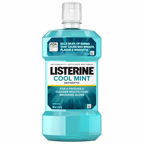 Listerine Cool Mint Antiseptic Mouthwash, For Bad Breath & Plaque Oral Care, 500 ml