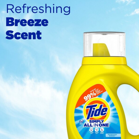 Tide Simply All-In-One Liquid Laundry Detergent, Refreshing Breeze, 24 Loads, 32 oz