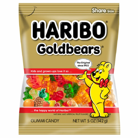 Haribo Goldbears Gummies Original Assorted Fruit Flavor Gummy Candy, 5oz