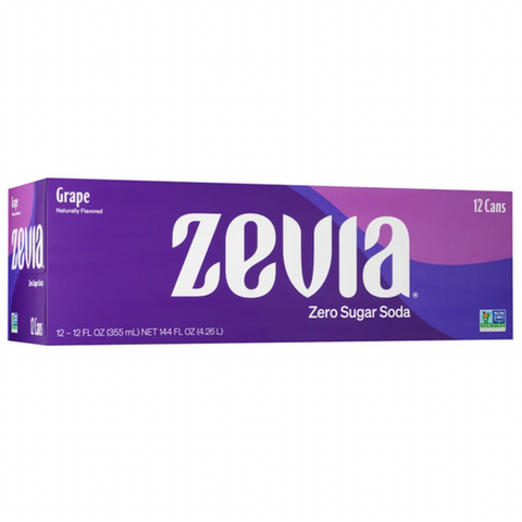 Zevia Grape Zero Calorie Soda, 12 fl oz, 12 Count