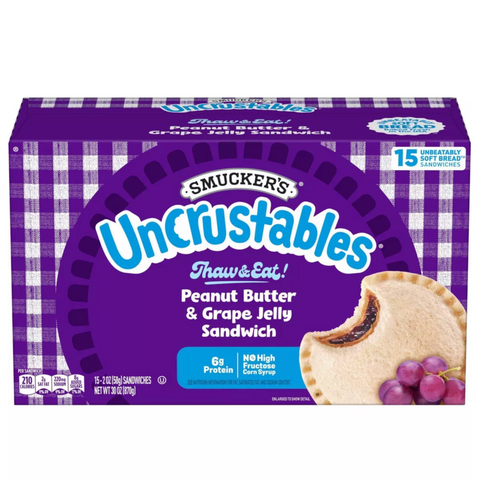 Smucker's Peanut Butter & Grape Jelly Uncrustables Sandwich, 15 Ct