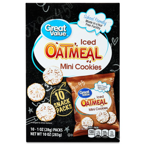 Great Value Iced Oatmeal Mini Cookies, 1 oz, 10 Count