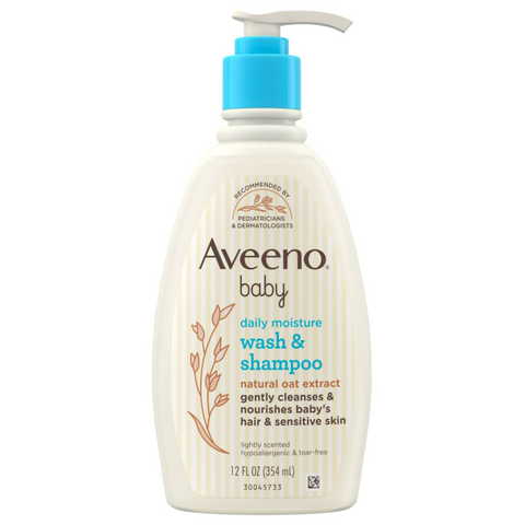 Aveeno Baby Daily Moisture Bath Body Wash & Shampoo, Oat Extract, 12 fl oz