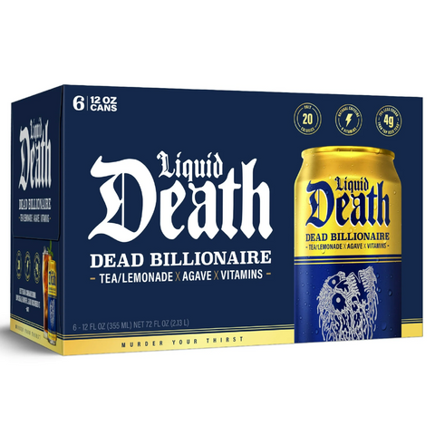 Liquid Death Dead Billionaire Iced Tea, 12 oz, 6 Count