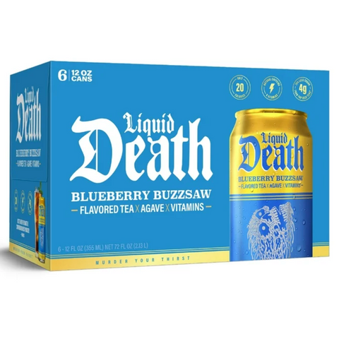 Liquid Death Blueberry Buzzsaw Iced Tea, 12 oz, 6 Count