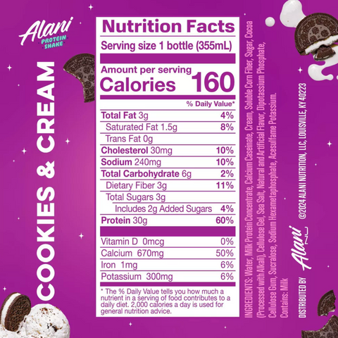 Alani Nu Protein Shake, Cookies & Cream, 12 fl oz, 4 Count