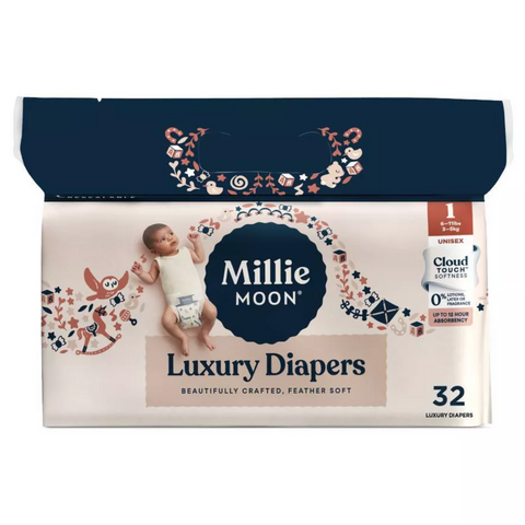 Millie Moon Luxury Disposable Diapers, Size 1 - 32 Count