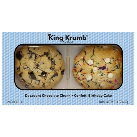King Krumb Decadent Chocolate Chunk and Confetti Birthday Cake Bakery Cookies, 2 Count
