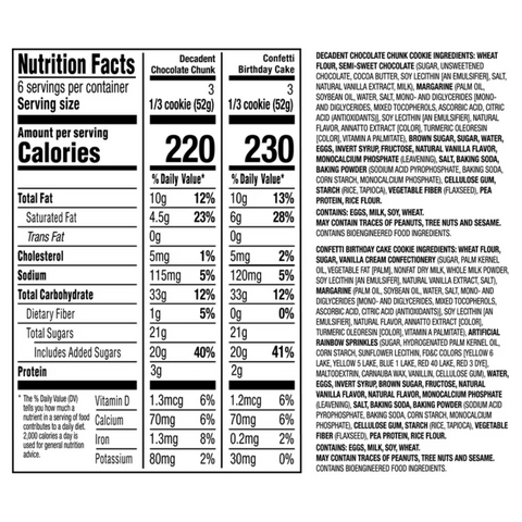 King Krumb Decadent Chocolate Chunk and Confetti Birthday Cake Bakery Cookies, 2 Count